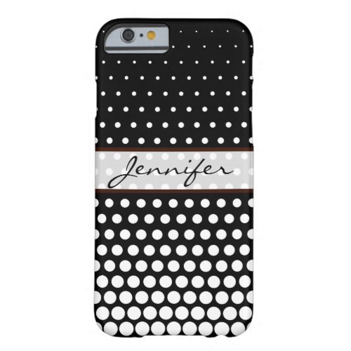 White Polka Dots Elegant Modern Black Barely There iPhone 6 Case