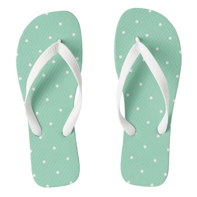 White Polka Dots Flip Flops (Footbed)