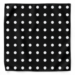 White Polka Dots Geometric Pattern Black Stylish Bandana