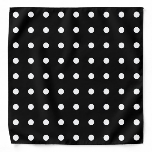 White Polka Dots Geometric Pattern Black Stylish Bandana
