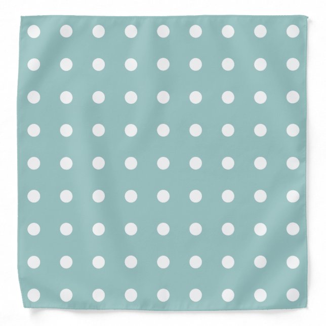 White Polka Dots Geometric Pattern Eggshell Blue Bandana (Front)