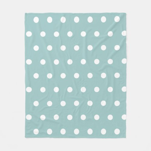 White Polka Dots Geometric Pattern Eggshell Blue Fleece Blanket