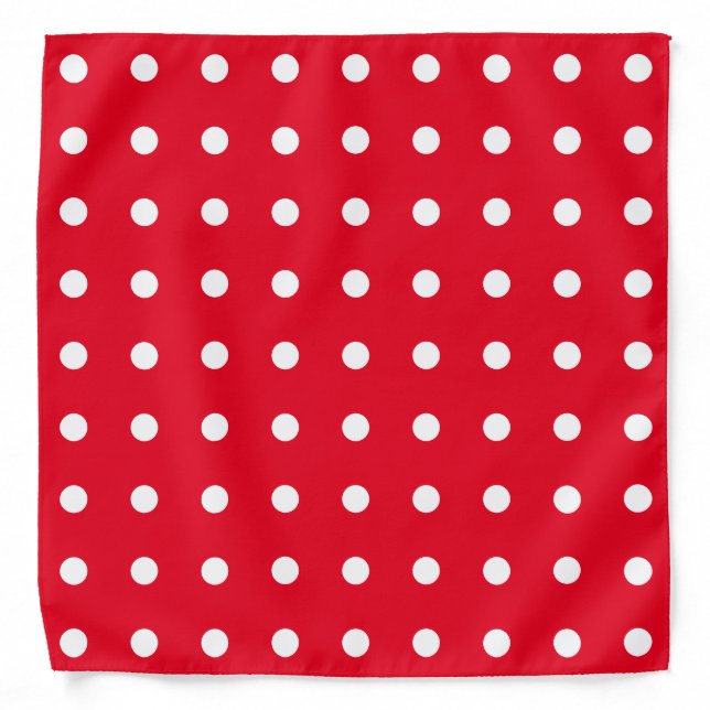 White Polka Dots Geometric Pattern Red Stylish Bandana (Front)