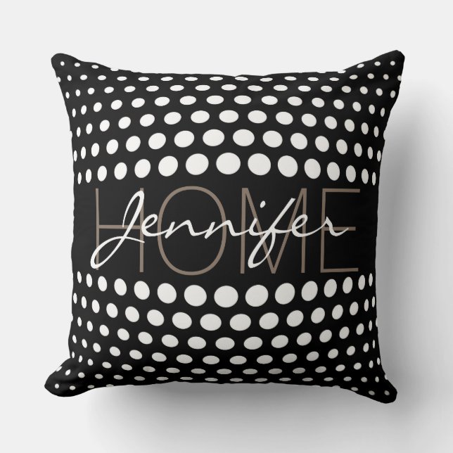 White polka dots home monogram throw pillow (Front)
