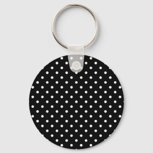 white polka dots in black keychain
