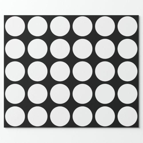 White Polka Dots Large Geometric Pattern Black Wrapping Paper