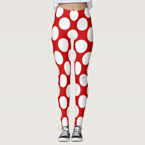 White polka dots large on a red background Throw P Leggings