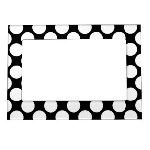 White polka dots large on black magnetic frame