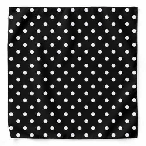 White polka dots medium on black bandana