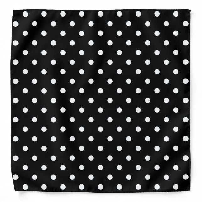 White polka dots medium on black bandana (Front)
