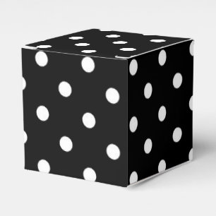 White polka dots medium on black favor boxes