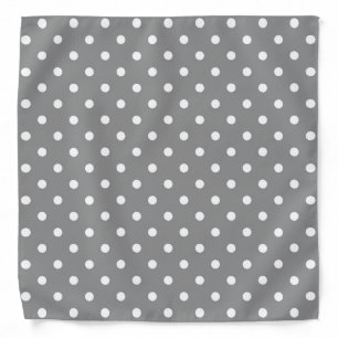White polka dots medium on gray bandana