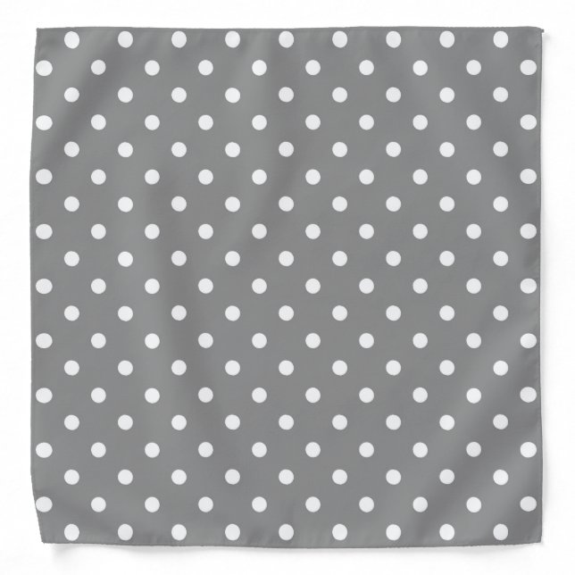 White polka dots medium on gray bandana (Front)