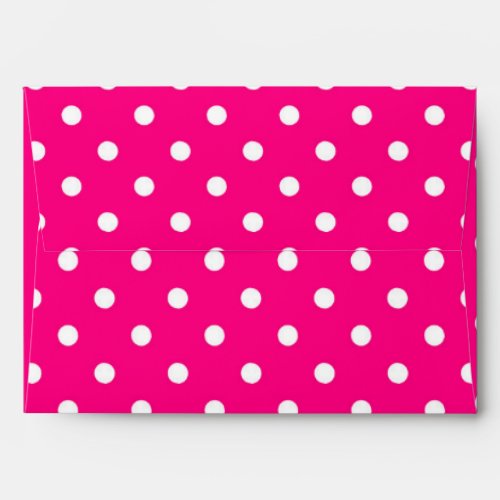 White polka dots medium on hot pink envelope