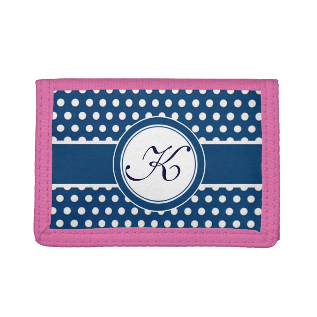White Polka-Dots on a Field of Blue Wallet (Front)