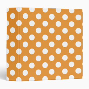 White polka dots on amber 3 ring binder