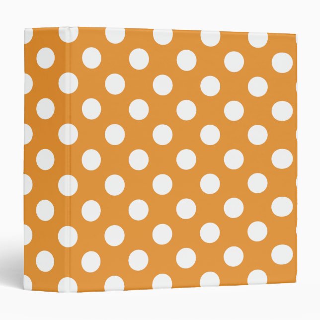 White polka dots on amber 3 ring binder (Front/Spine)