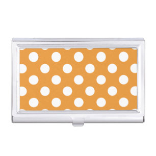 White polka dots on amber business card case