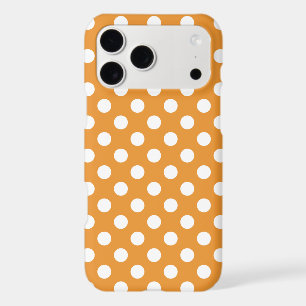 White polka dots on amber iPhone 17 pro max case