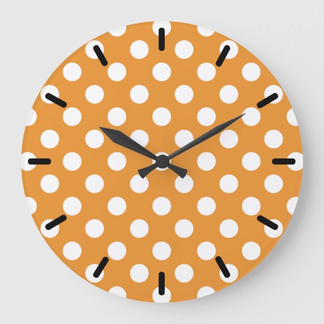 White polka dots on amber large clock (Front)