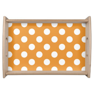 White polka dots on amber serving tray