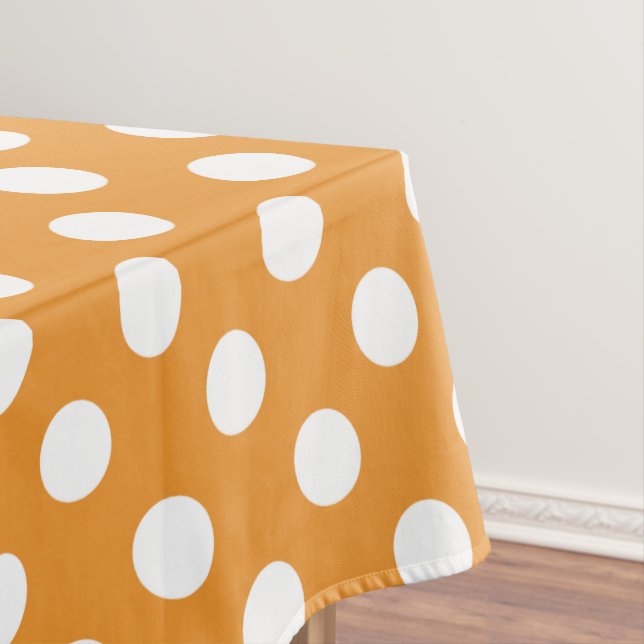 White polka dots on amber tablecloth (In Situ)