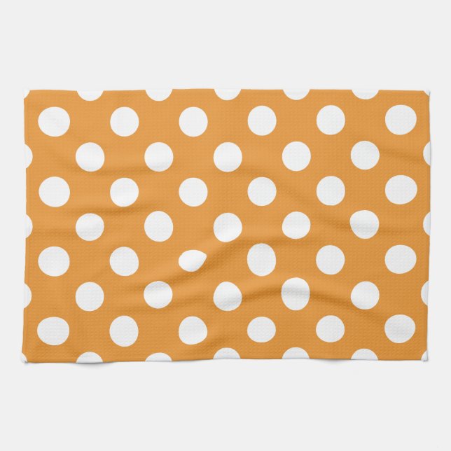 White polka dots on amber towel (Horizontal)