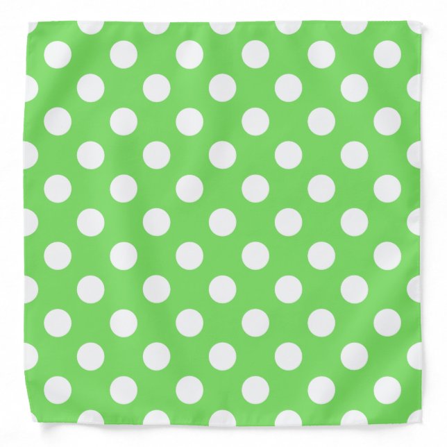 White polka dots on apple green bandana (Front)