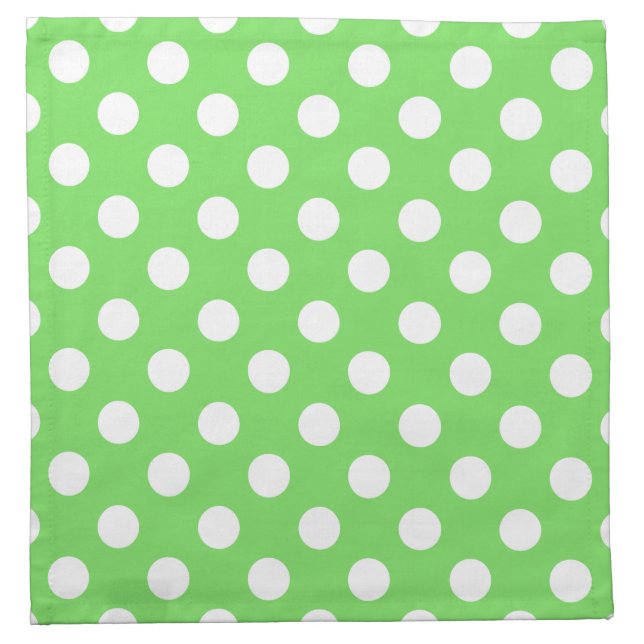 White polka dots on apple green cloth napkin (Front)