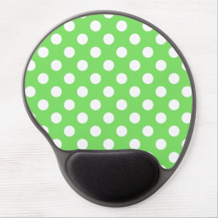 White polka dots on apple green gel mouse pad