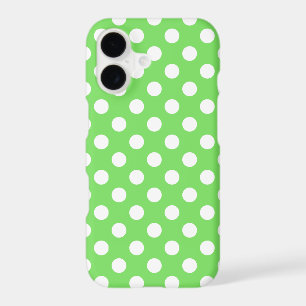 White polka dots on apple green iPhone 17 case
