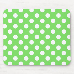 White polka dots on apple green mouse pad
