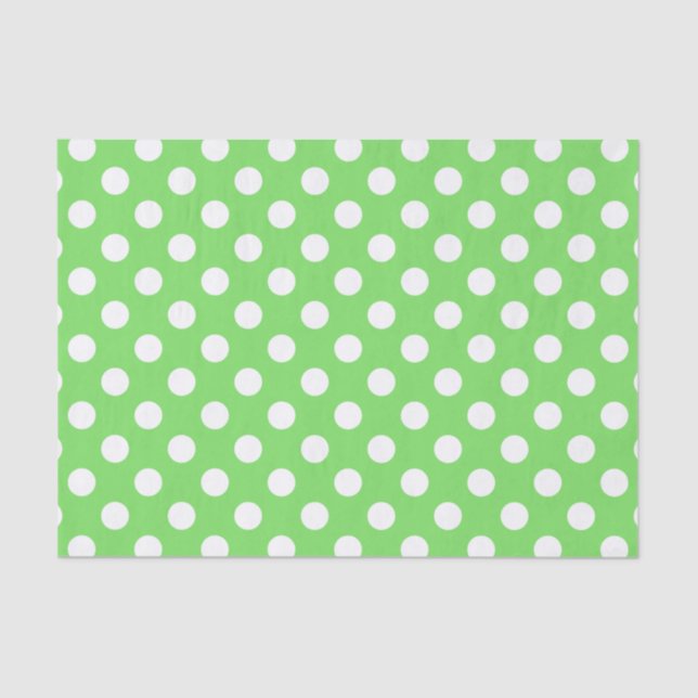 White polka dots on apple green tissue paper (Front)