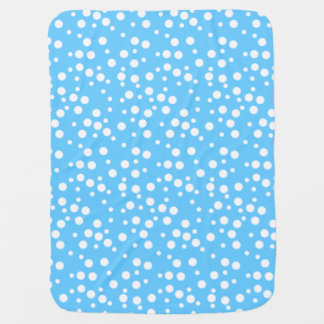 White Polka Dots on Baby Blue Baby Blankets
