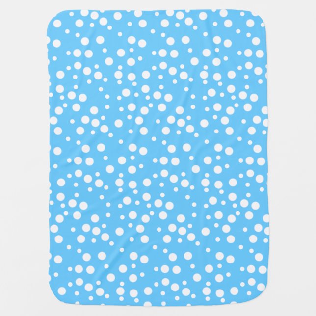 White Polka Dots on Baby Blue Baby Blankets (Front)