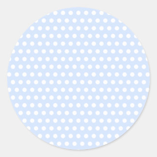 White Polka Dots on Baby Blue Classic Round Sticker