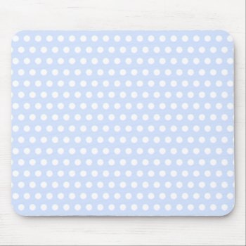 White Polka Dots On Baby Blue Mouse Pad by designs4you at Zazzle