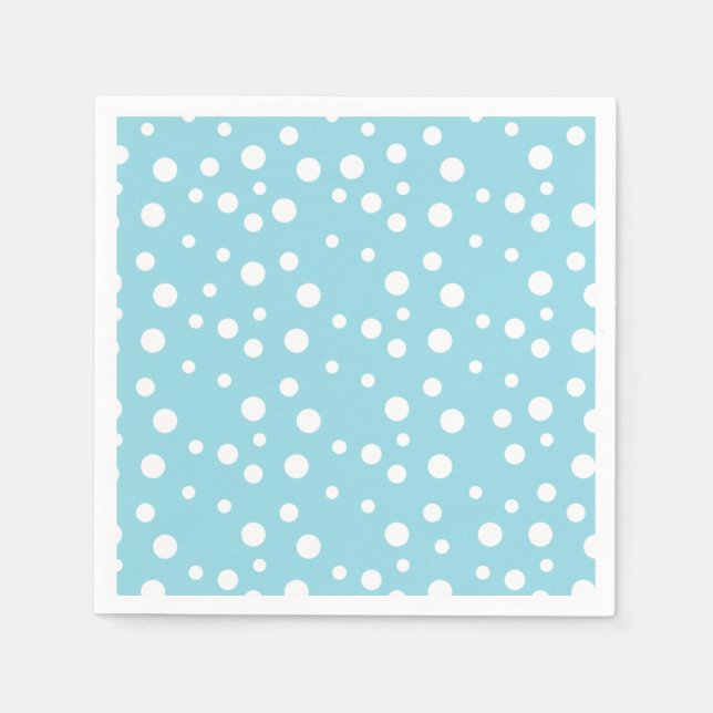 White Polka Dots on Baby Blue Napkins (Front)
