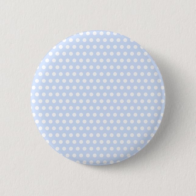 White Polka Dots on Baby Blue Pinback Button (Front)