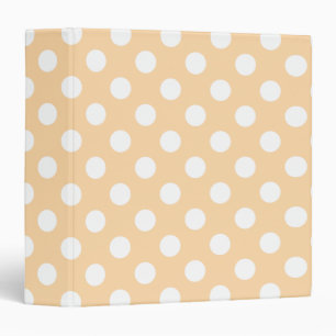 White polka dots on beige 3 ring binder