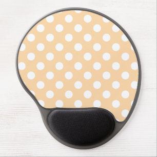 White polka dots on beige gel mouse pad