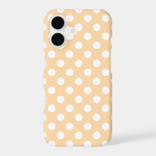 White polka dots on beige iPhone 17 case