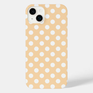 White polka dots on beige iPhone 14 plus case