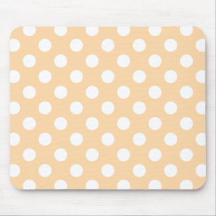 White polka dots on beige mouse pad