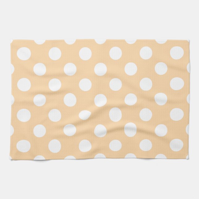 White polka dots on beige towel (Horizontal)