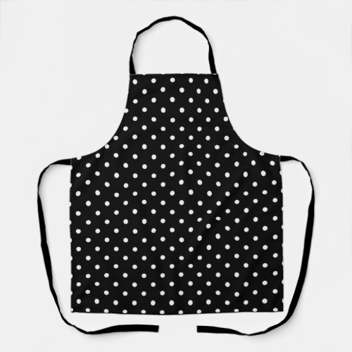 White Polka Dots On Black Apron