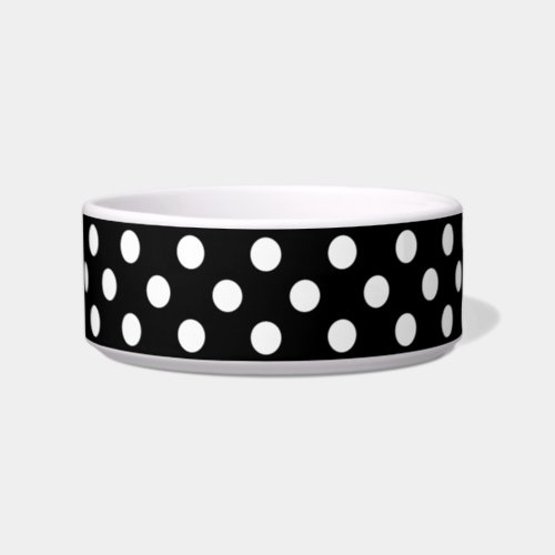 White Polka Dots on Black Background Bowl
