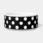 White Polka Dots on Black Background Bowl<br><div class="desc">White polka dots on midnight black background
White circles patterns coal black background 
black background with white dots
white circles on pitch black background</div>
