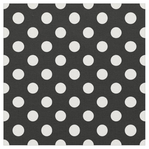 White Polka Dots on Black Background Fabric