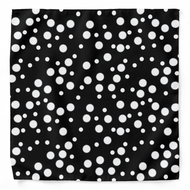 White Polka Dots on Black Bandana (Front)